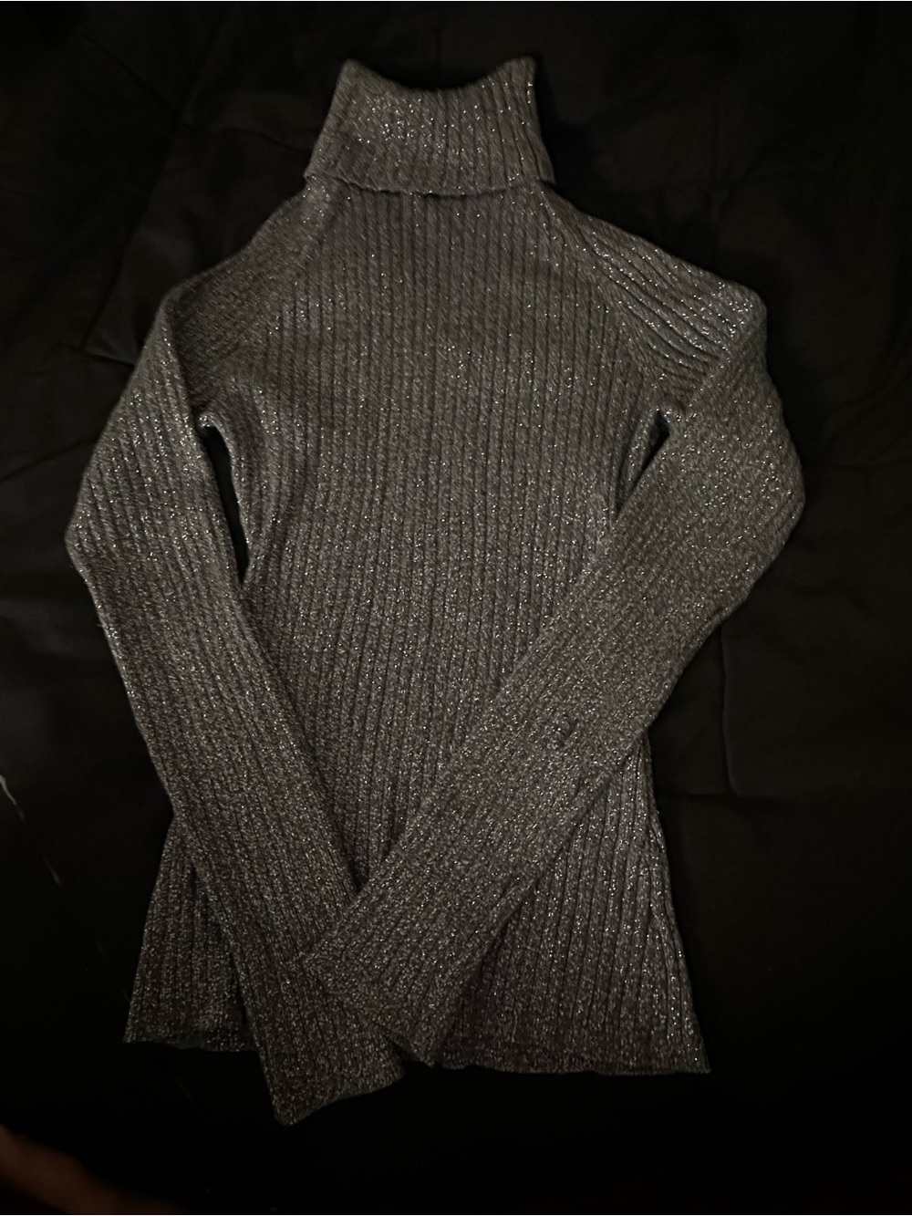 INC International Concepts Metallic Ribbed Turtleneck Sweater - Gray